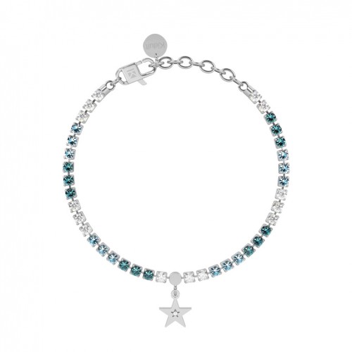 Kidult tennis bracelet with blue and green stones star pendant 732323