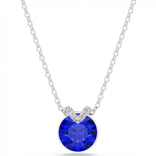 Swarovski Bella V pendant round cut blue color rhodium plated 5724286