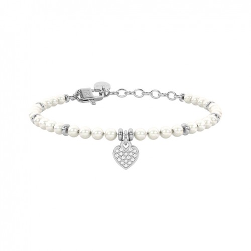 Pulsera Kidult colgante corazón con cristales y perlas 732334
