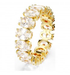 Swarovski Matrix ring oval cut white crystals gold tone