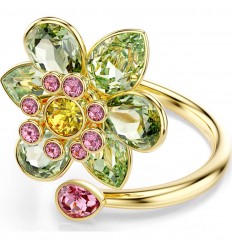 Anell obert Swarovski Idyllia talles mixtes flor verd bany to or