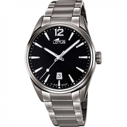 Reloj Lotus Minimalist For Him hombre cuarzo esfera negra correa acero 18684/3