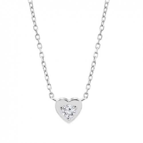 Lotus Silver necklace heart pendant with white zirconia LP3849-1/1