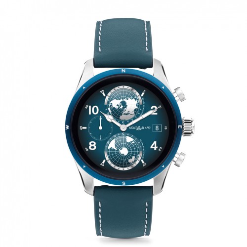 Reloj Montblanc Summit 3 Smartwatch titanio correa piel azul 131800