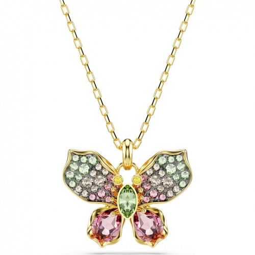 Colgante Idyllia Swarovski mariposa multicolor baño tono oro 5709950