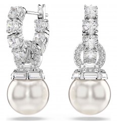 Matrix Swarovski pearl crystal white rhodium plated earrings 5691716