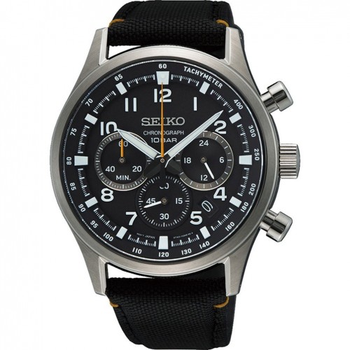 Seiko Neo Sports Chrono watch SSB449P1 black dial 43mm nylon strap