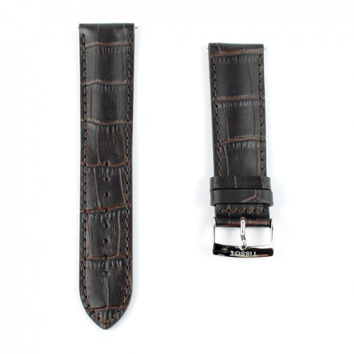 22mm brown Tissot leather strap with buckle T852041655