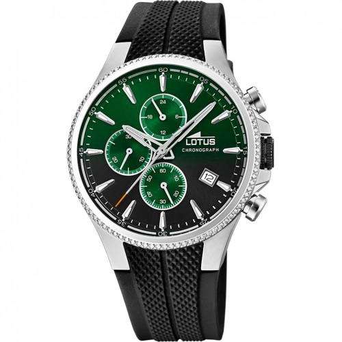 Lotus Chrono 18621/A men's watch with green dial and rubber strap