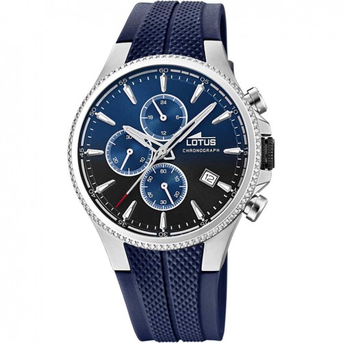 Lotus Chrono 18621/B men's watch blue dial and blue rubber strap