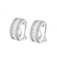 Lotus Silver hoop earrings with white zirconia LP3320-4/1