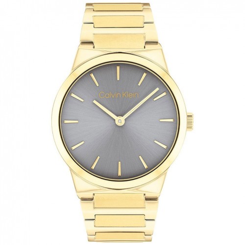 Reloj Calvin Klein 25100082 Linear Elegance tono dorado esfera gris