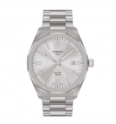 Reloj Tissot PRC 100 Solar Quartz 39mm esfera plateada T1514221103100