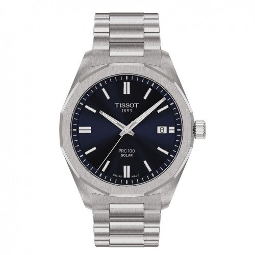 Reloj Tissot PRC 100 Solar Quartz 39mm esfera azul T1514221104100