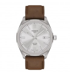Tissot PRC100 Solar Quartz 39mm silver dial leather strap T1514221603100