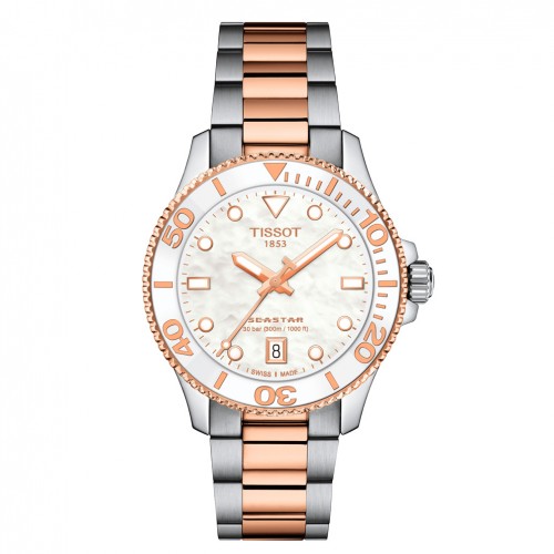 Tissot Seastar 1000 Quartz 36mm esfera nacre pvd or rosa T1202102211100