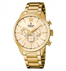 Reloj Festina hombre cronógrafo acero oro dorado esfera dorada F20633/4