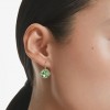 Bella Swarovski earrings round cut green crystals rhodium plated 5724291