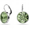 Bella Swarovski earrings round cut green crystals rhodium plated 5724291