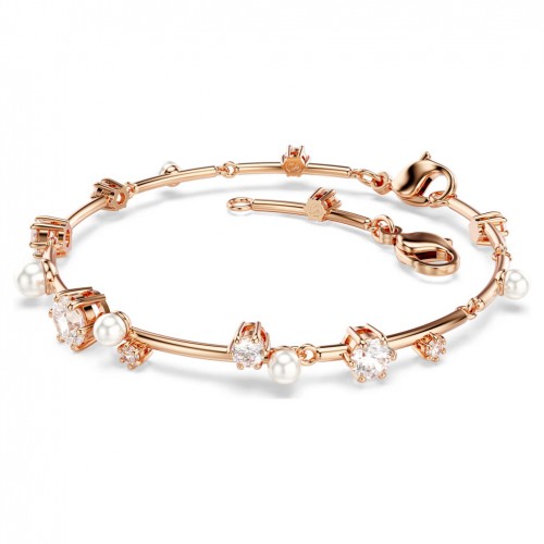 Pulsera Tennis Swarovski Constella Crystal Pearl blanca rodio 5729505