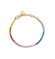 Pulsera dorada Kidult Style 11 con tenis de cristales multicolor 831015