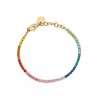 Pulsera dorada Kidult Style 11 con tenis de cristales multicolor 831015
