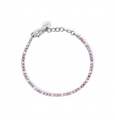Kidult Style 11 steel tennis bracelet white and pink crystals 831018