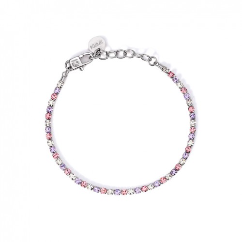 Kidult Style 11 steel tennis bracelet white and pink crystals 831018