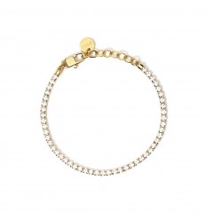 Kidult gold steel tennis bracelet with white crystals 831019