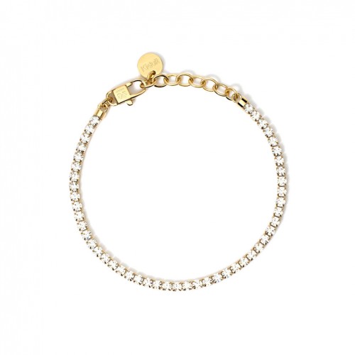 Kidult gold steel tennis bracelet with white crystals 831019