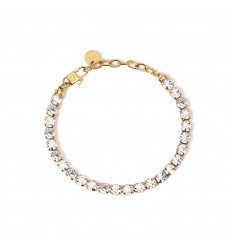 Kidult adjustable tennis gold steel bracelet with white crystals 831022