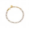 Kidult adjustable tennis gold steel bracelet with white crystals 831022