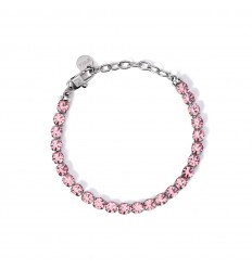 Kidult adjustable bracelet with tennis of pink crystals 831023