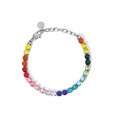 Pulsera Kidult ajustable acero con tenis de cristales multicolor 831024