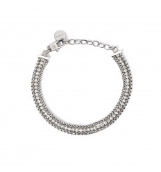 Kidult bracelet with two chains and tennis of white crystals 831025