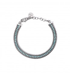 Kidult steel bracelet two chains tennis of blue crystals 831027