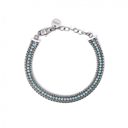 Pulsera Kidult acero dos cadenas y tenis de cristales azules 831027