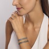 Kidult steel bracelet two chains tennis of green crystals 831028