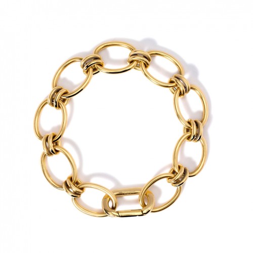 Kidult gold stainless steel bracelet with wide links 831032