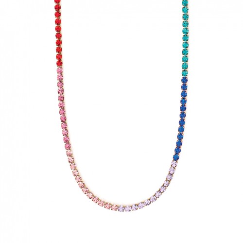 Kidult adjustable gold steel necklace multi-colored crystals 851017