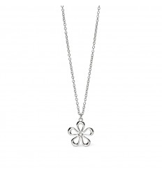 Collar Kidult en acero con cadena roló y colgante flor 851026