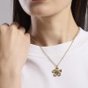 Collar Kidult en acero dorado con cadena roló y colgante flor 851028