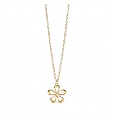 Collar Kidult en acero dorado con cadena roló y colgante flor 851028