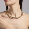 Kidult gold steel tubogas necklace with white crystals 851031