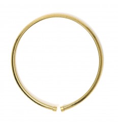Kidult gold steel tubogas necklace with white crystals 851031