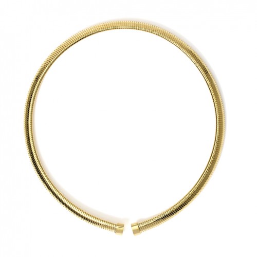 Kidult gold steel tubogas necklace with white crystals 851031