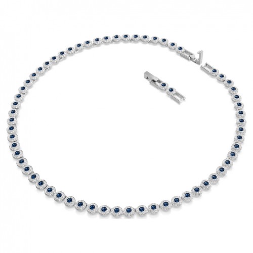 Swarovski Tennis Una Angelic necklace round cut blue rhodium 5733402