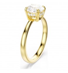 Anell de còctel Swarovski Stilla talla rodona blanc bany to or