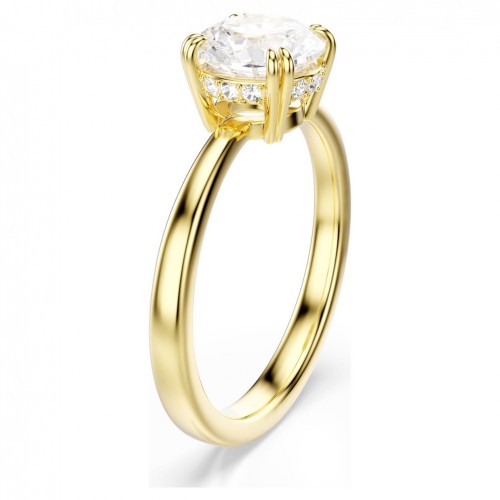 Anell de còctel Swarovski Stilla talla rodona blanc bany to or