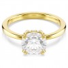 Anell de còctel Swarovski Stilla talla rodona blanc bany to or